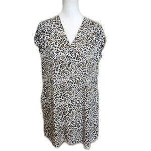 GAP Short Sleeved V-neck Leopard Print Mini Dress, Medium